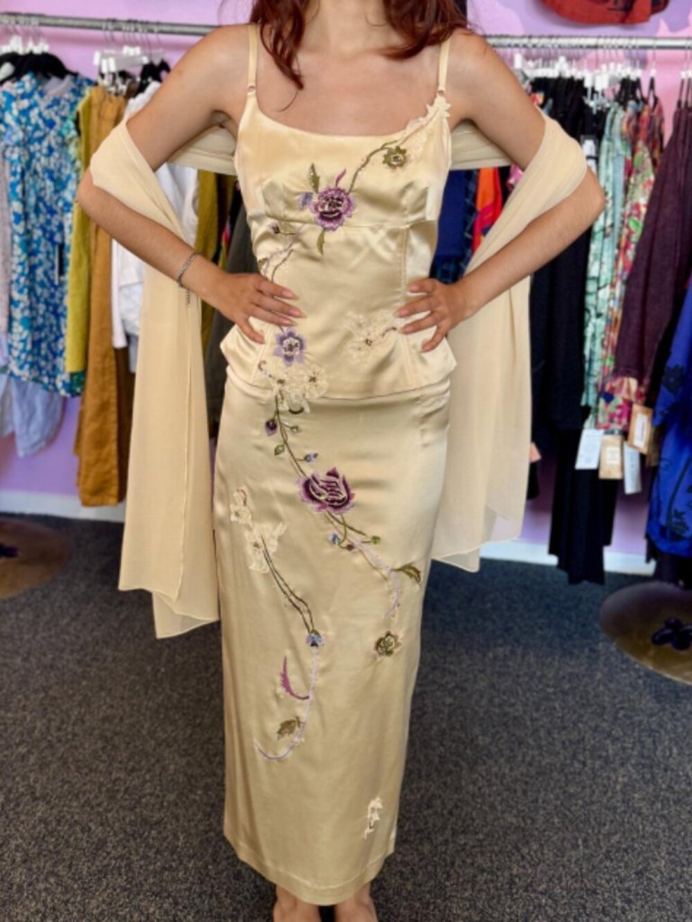 Terani Couture Women's Cream and Tan Suit
